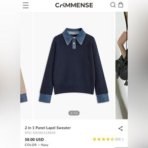 Commense 2 in 1 Panel Lapel Sweater 💙